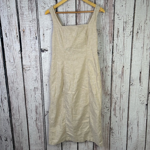 Old Navy Dresses & Skirts - Old Navy Size Medium Sleeveless Linen-Blend Midi Dress Flax Linen Square Neck